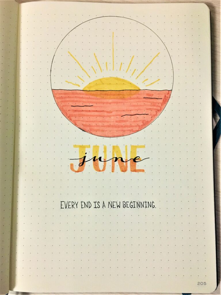 June Bujo sunset theme quote