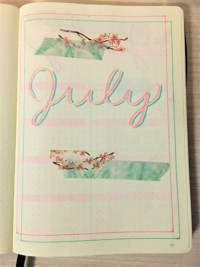 July bullet journal cover page