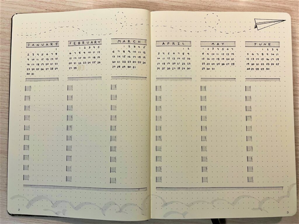 Paper airplanes bullet journal future log