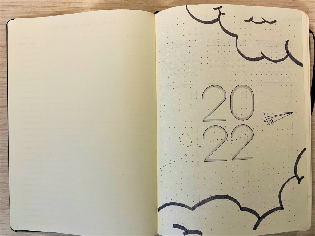 Paper airplanes bullet journal title page 2022