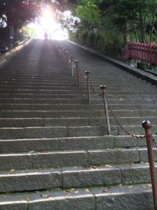 Stairway leading up to the light