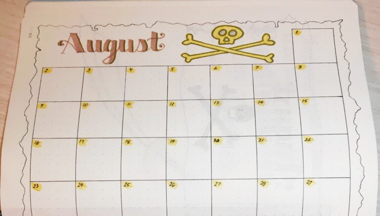 August Bullet Journal: Pirate Theme