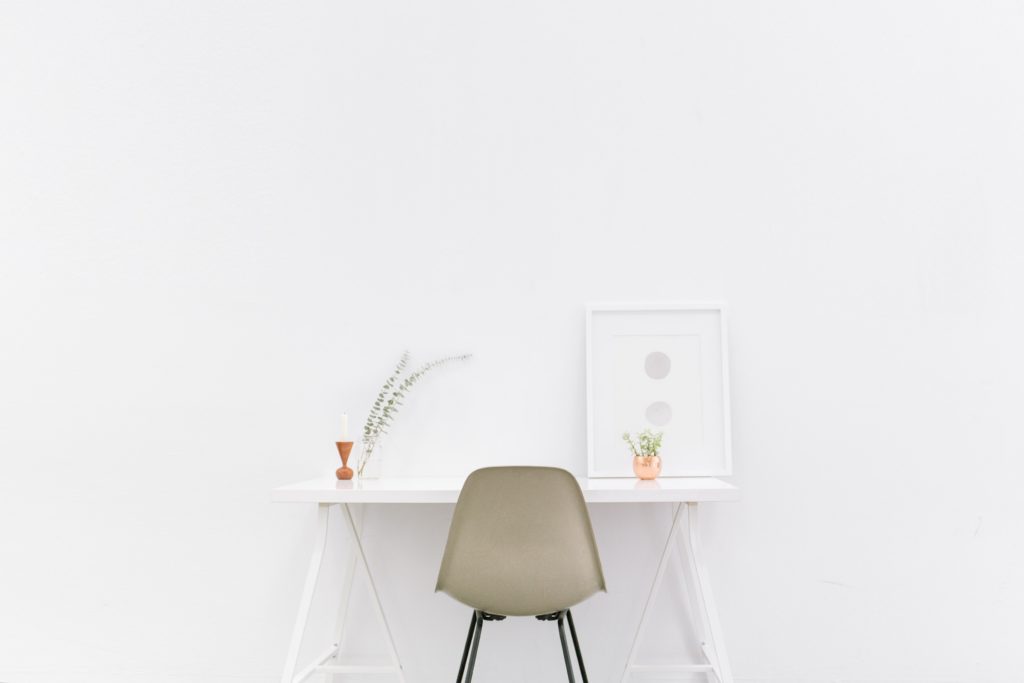 White desk and background