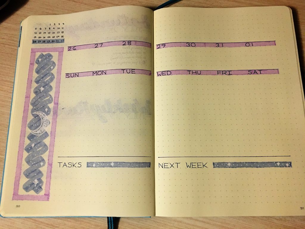 Bullet Journal Weekly Spread Moon and Stars