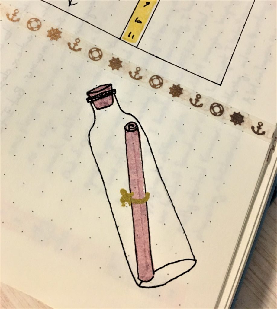 Bullet Journal Message in a Bottle Drawing