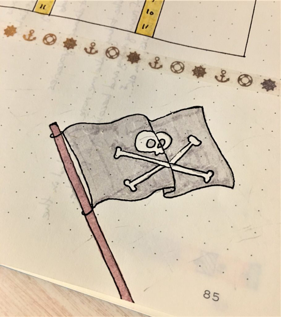 Bullet Journal Pirate Flag Drawing