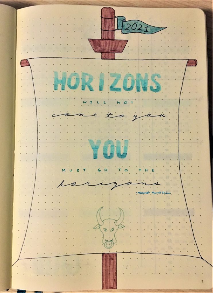 2021 Bujo cover title page: horizons