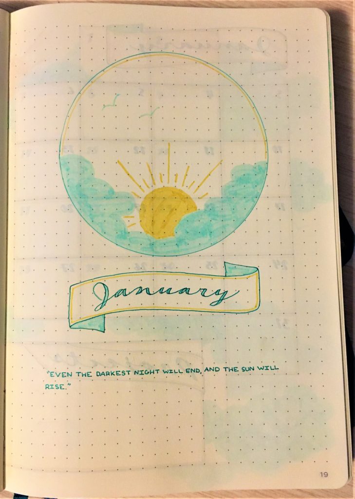 Bullet journal January cover page