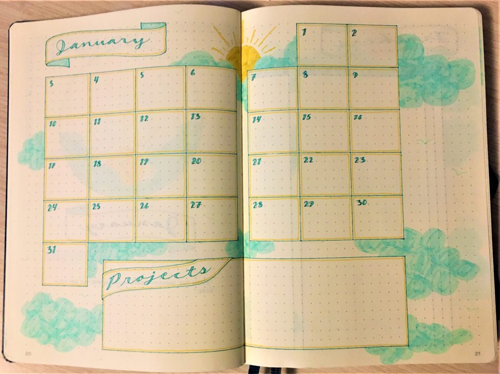 Bulelt journal January monthly spread