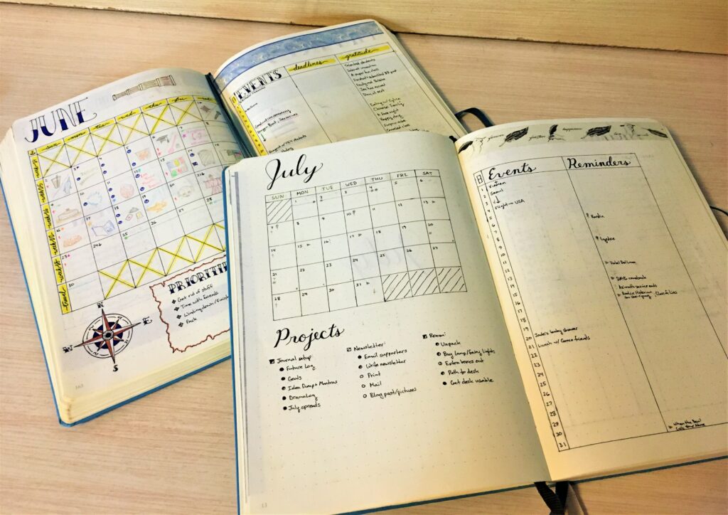 what I learned while bullet journaling: June vs July monthly