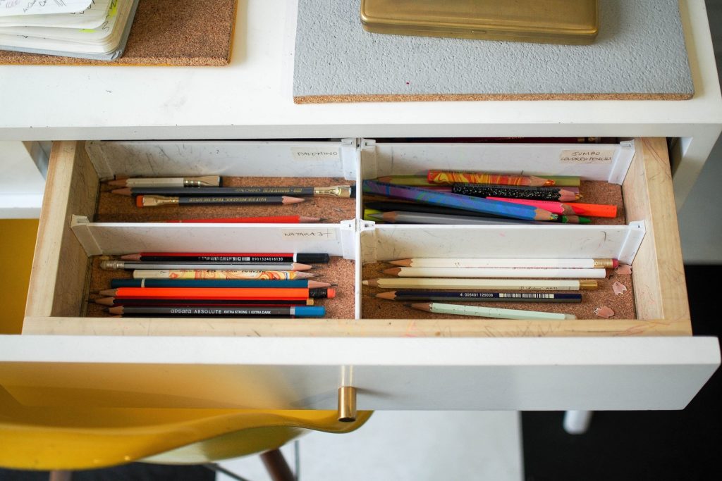 Organized and clean desk drawer