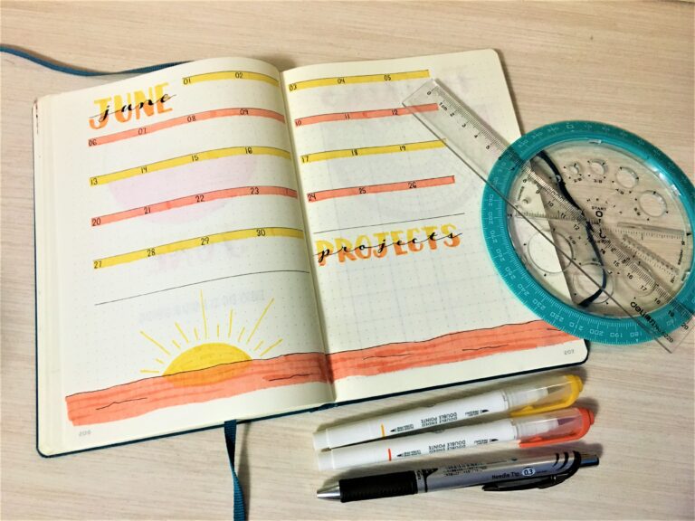 June Bullet Journal: Sunset Theme