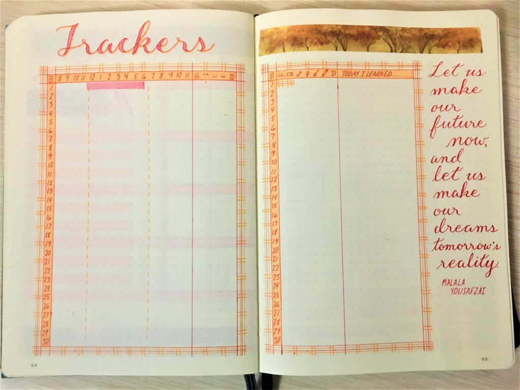 Fall bullet journal habit trackers