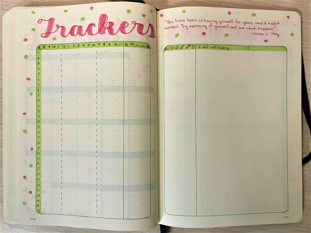 Christmas Bullet Journal Habit trackers