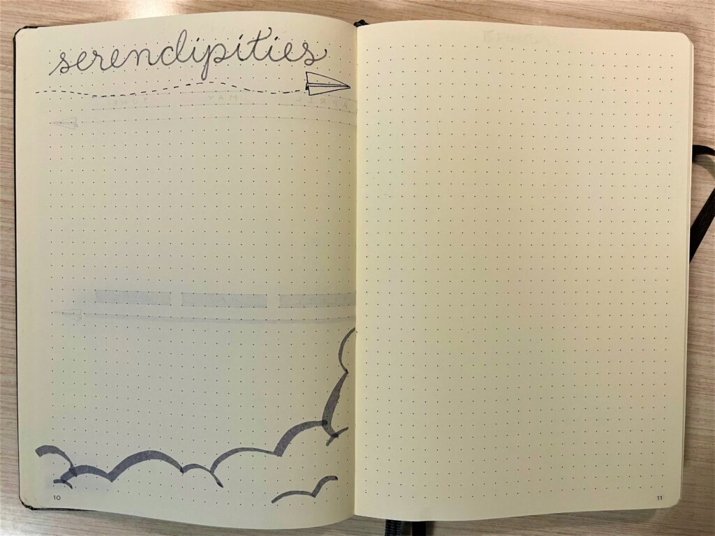 Paper airplanes bullet journal serendipities & mantras spread